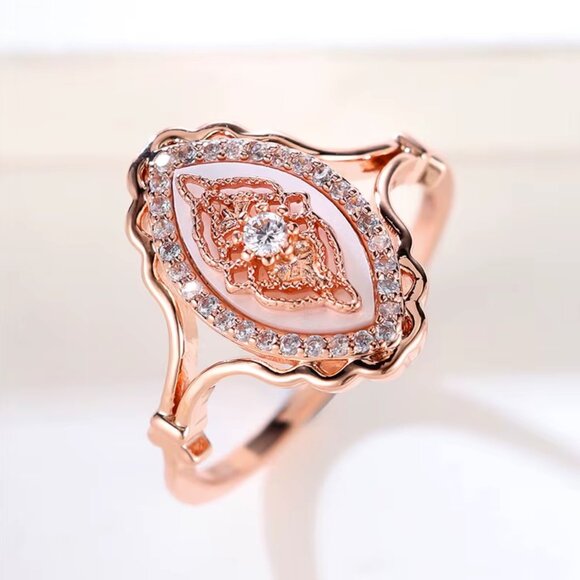 14k Rose Gold Diamond Ring Band - Picture 3 of 4